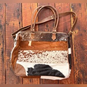 Myra Bag Brown and White Cowhide Shoulder Bag